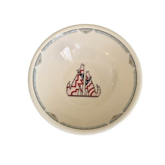 80's VTG Epoch "Amigos" 7" Coupe Cereal Bowl Howling Coyotes Southwestern - Picture 1 of 3